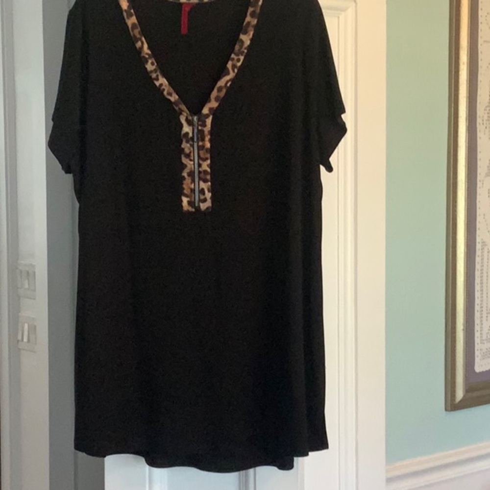 Scarlett Black Dress with Animal Print Accent